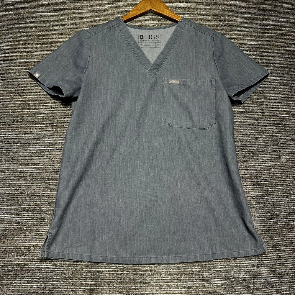 Figs Scrub Shirt Women's XS Blue V Neck Pocket Stretch Technical FW1000